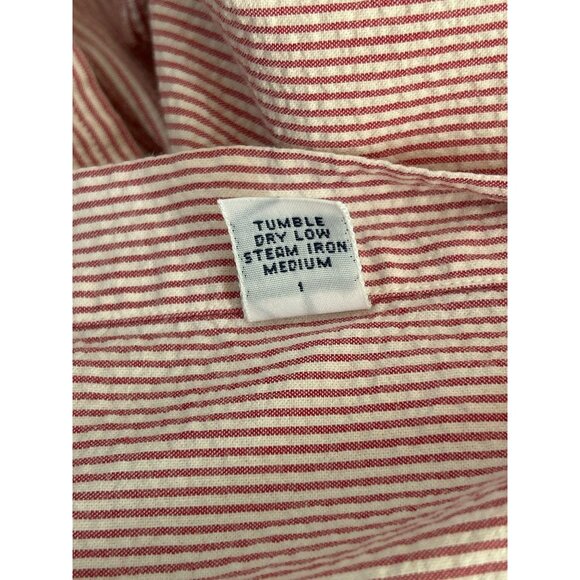 Y2K Ralph Lauren Red White Seersucker Striped Short Sleeve Button-Down Shirt Med - Picture 8 of 9